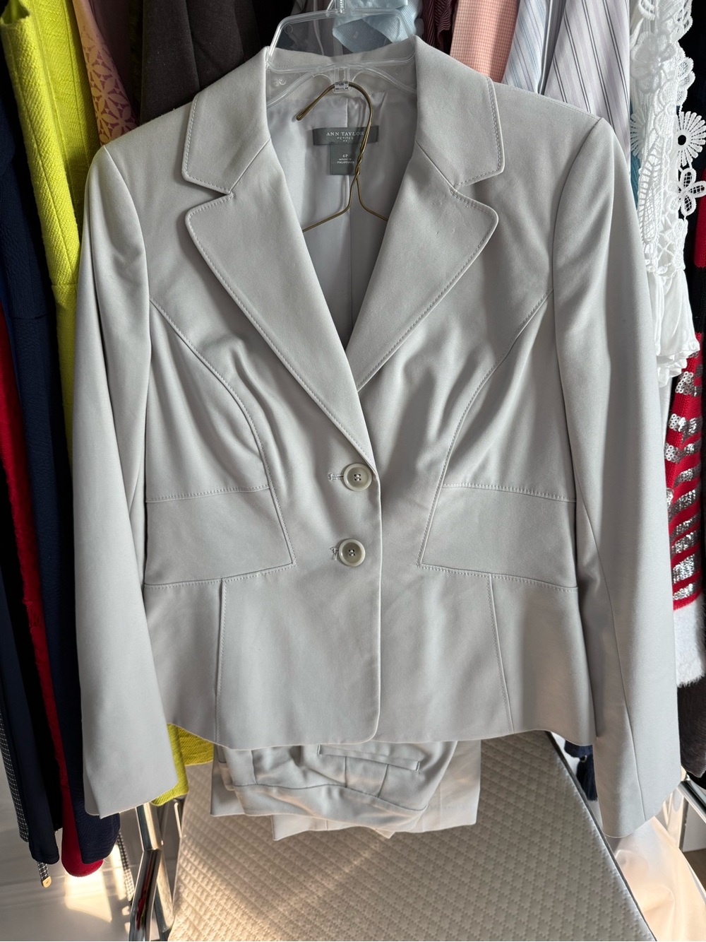 Ann Taylor Khaki Women's Tailored Blazer and Pant Suit Set